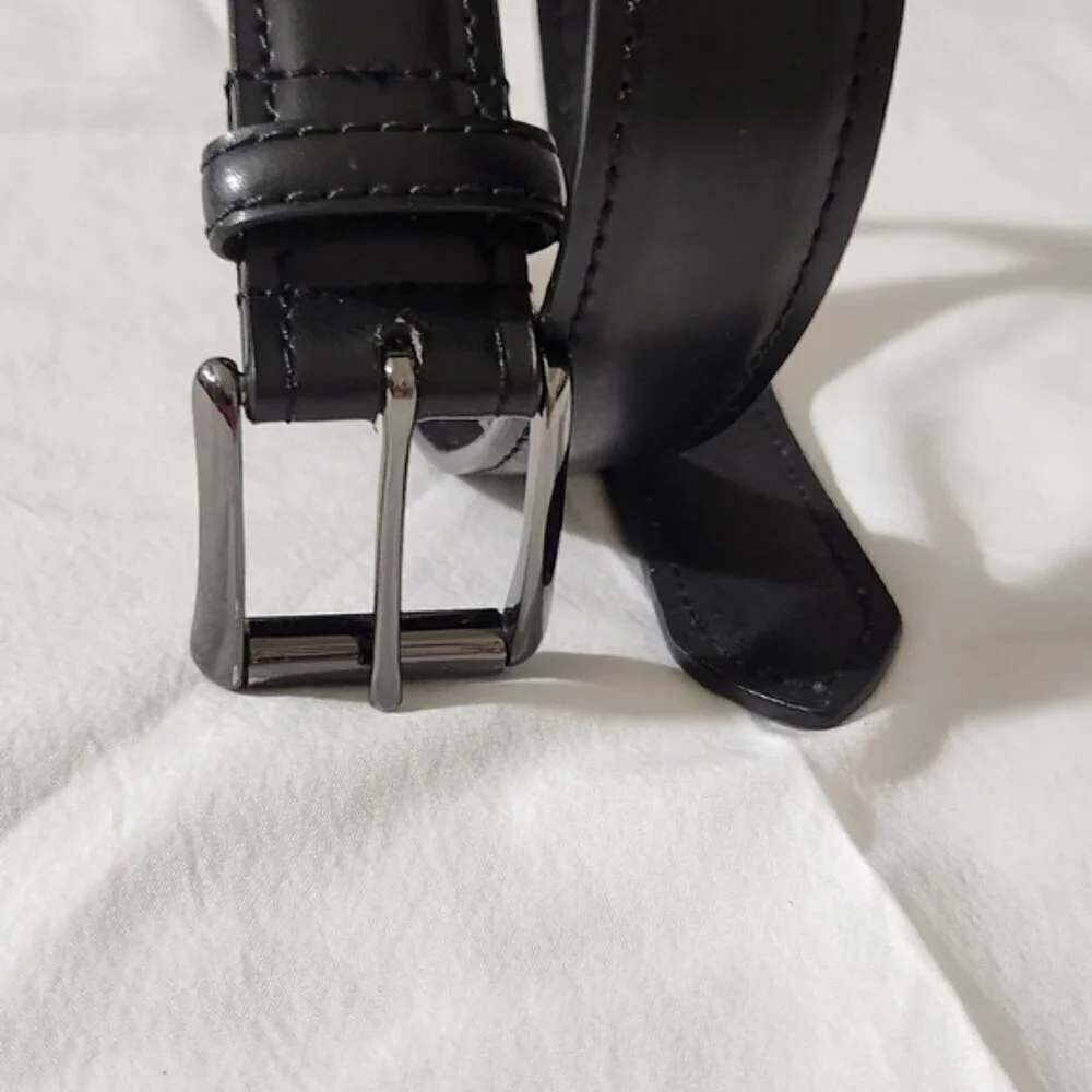 Dickies Men's Black Genuine Leather Adjustable Clasp Metal Buckle Belt SZ 34